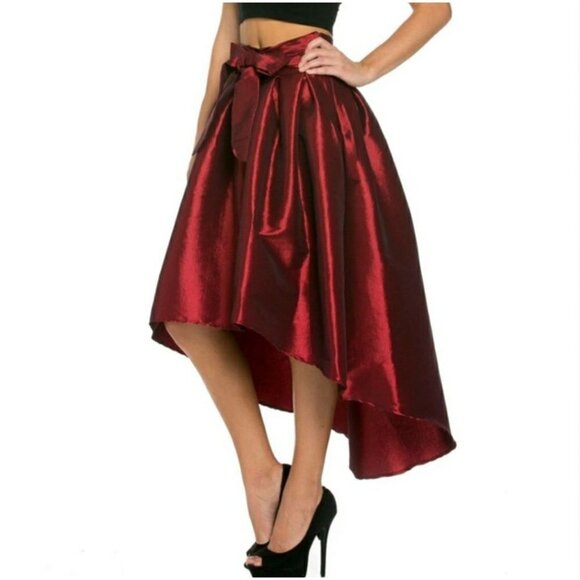 Haute Monde Burgundy Satin Hi-Lo Skirt  Size X-Small 0r Small - Picture 1 of 13